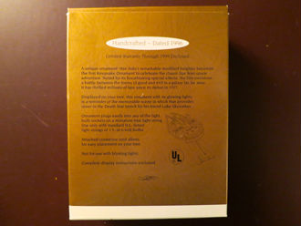 The 1996 Hallmark Millenium Falcon Box Back Cover